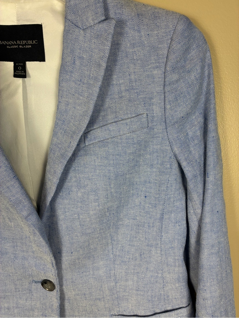 Banana Republic Classic Blazer Jacket Linen Blend Chambray Blue Sz 0 - Picture 3 of 12
